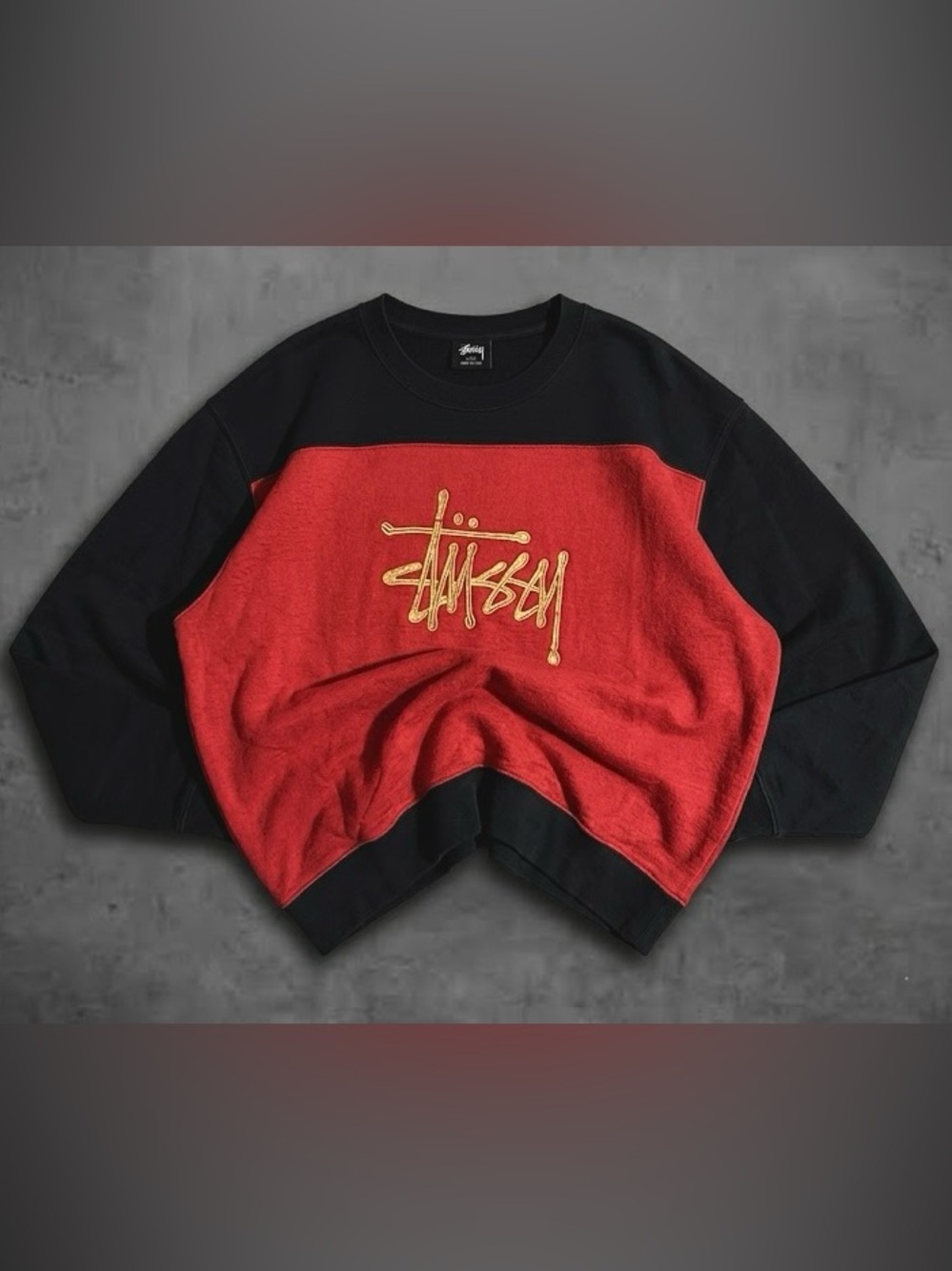 Vintage STUSSY Unique Reworked Crewneck Sweatshirt Pullover Sweater Embroidered